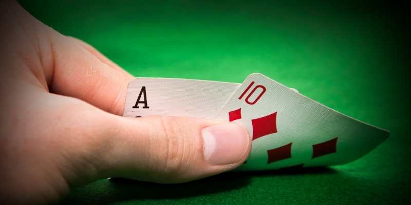 two cards on the blackjack table