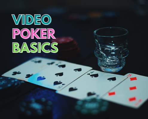 Video poker basics text with 4 poker cards
