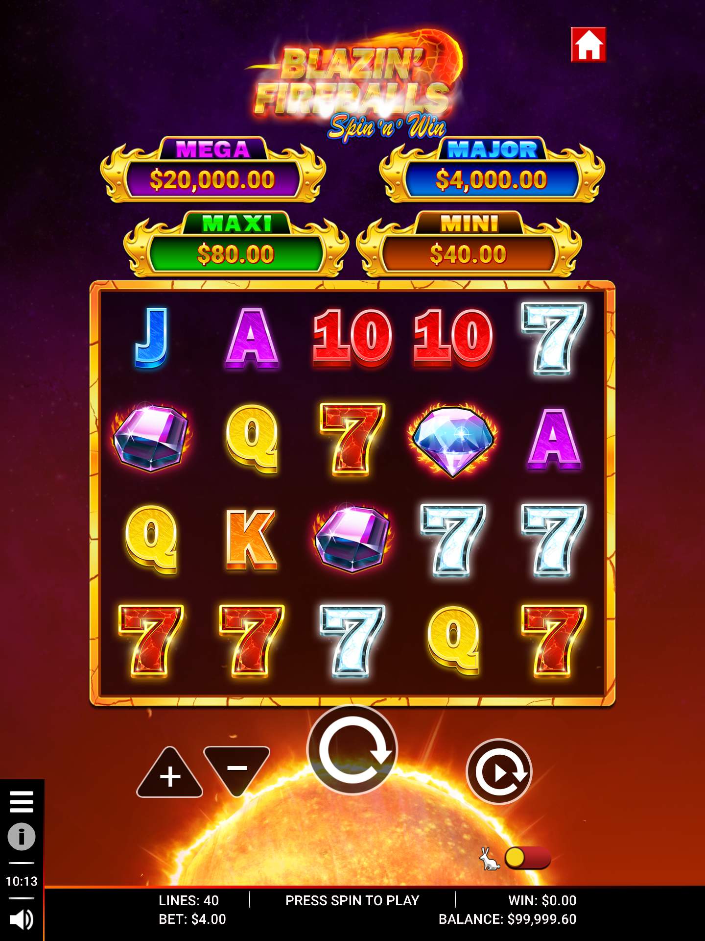 Blazin Fireballs Spin 'N' Win feature