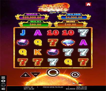 Blazin Fireballs Spin 'N' Win bonus round
