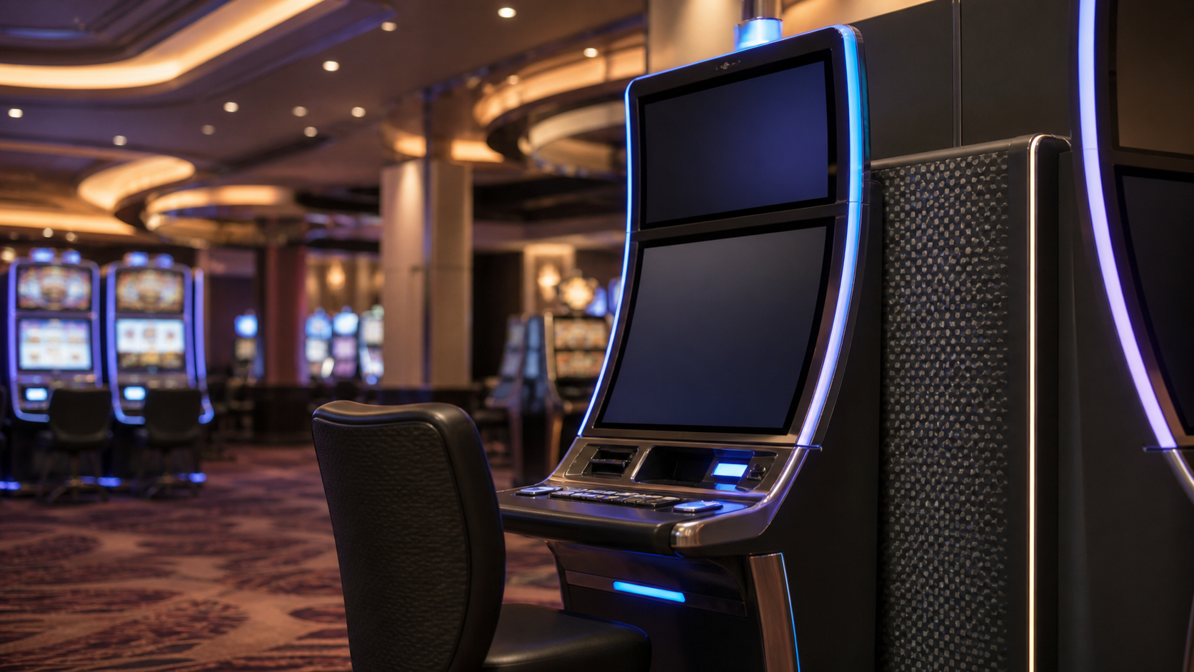 Unbranded modern casino gaming cabinet on a casino floor