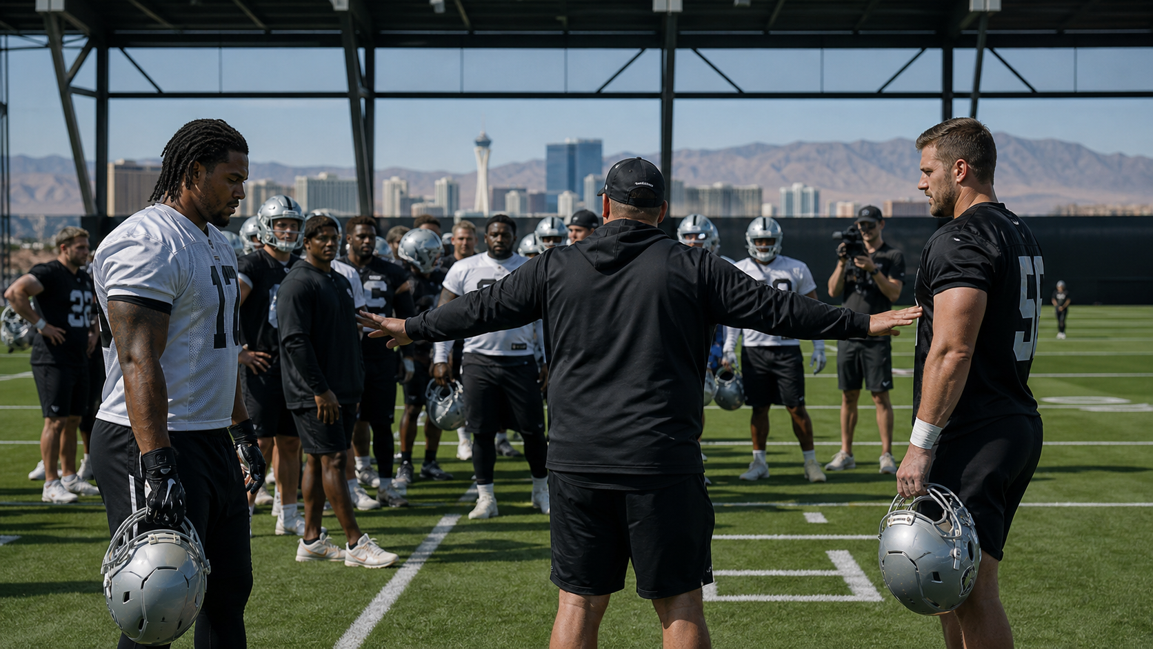 Las Vegas football training scene after a practice disagreement