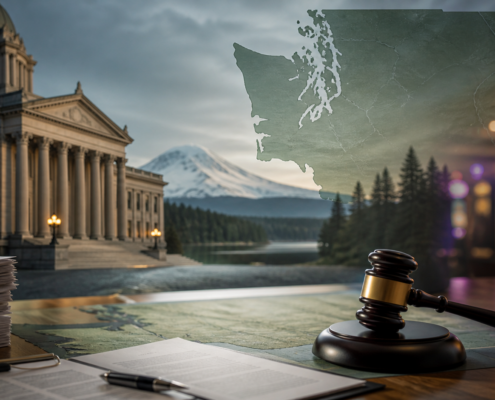 Unbranded Washington gaming regulation and courthouse scene