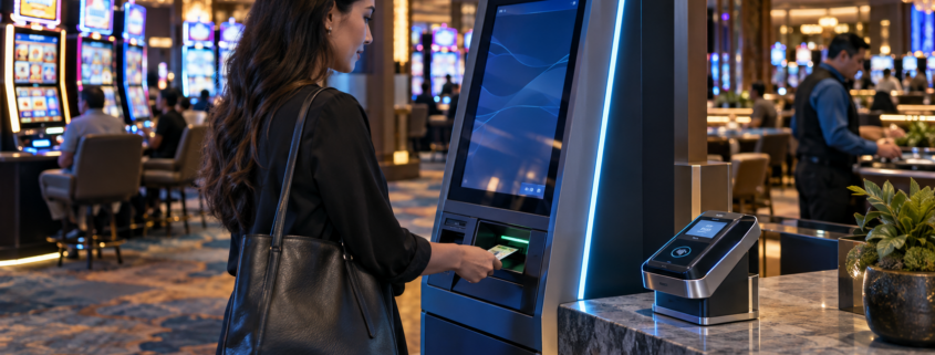 Editorial illustration about casino cash access technology, United States casino and gambling news, and source documents
