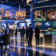Editorial illustration of Galaxy Gaming casino games, iGaming content, and a Las Vegas G2E trade-show booth
