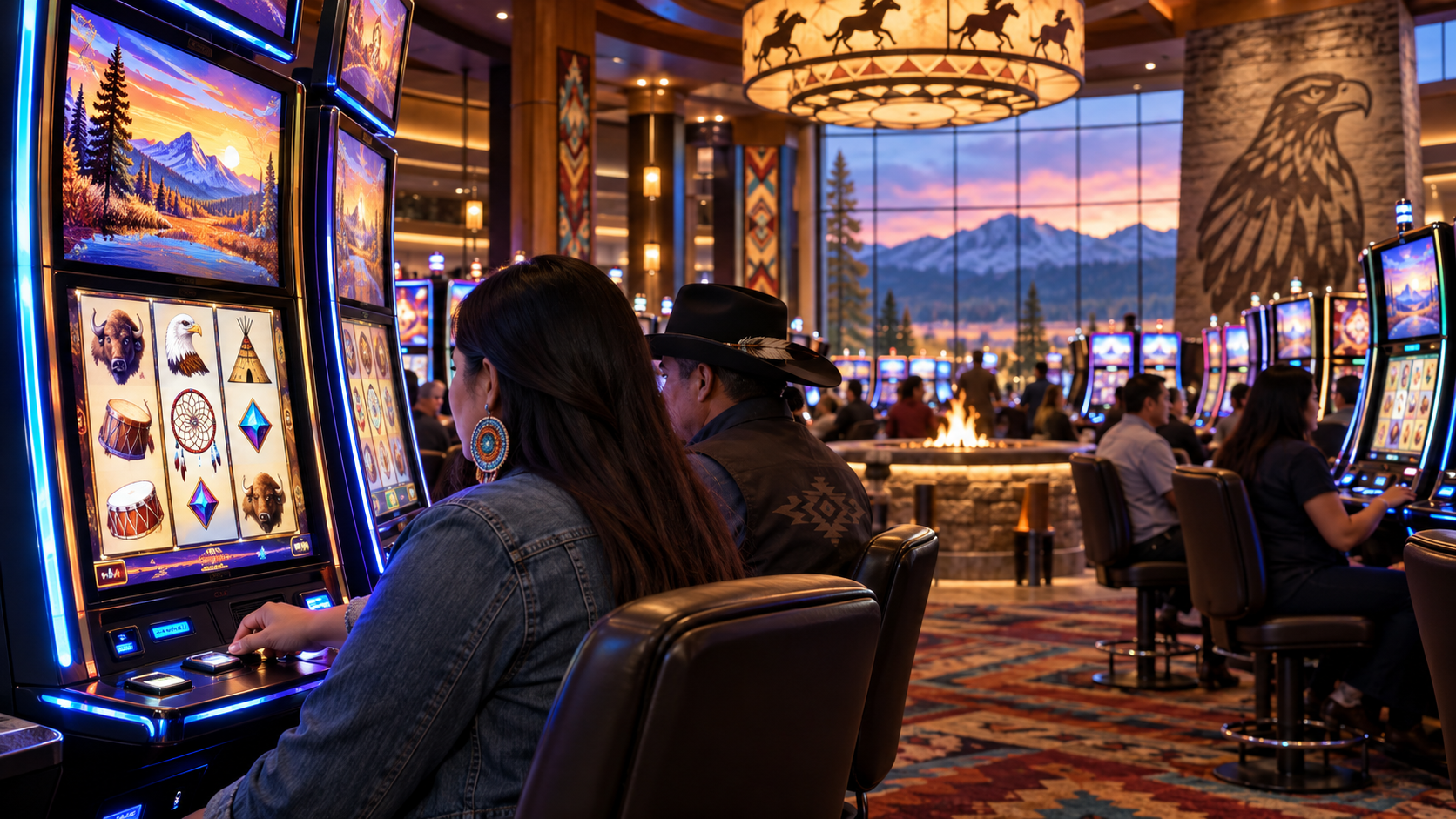 Editorial illustration of Class II gaming technology, tribal casinos, and slot-machine development
