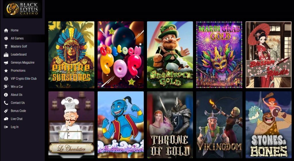 Black Lotus’s desktop games, as pictured in GamblingNerd’s review.