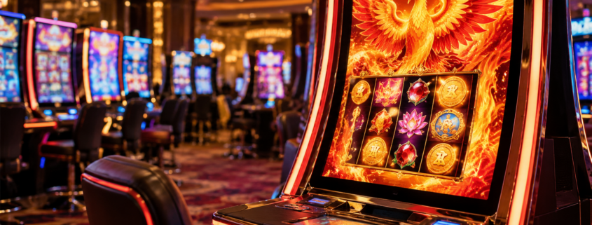 Editorial illustration for AGS Rakin Bacon Slot: New Glō Upright 43 Games Highlight Cabinet Refresh