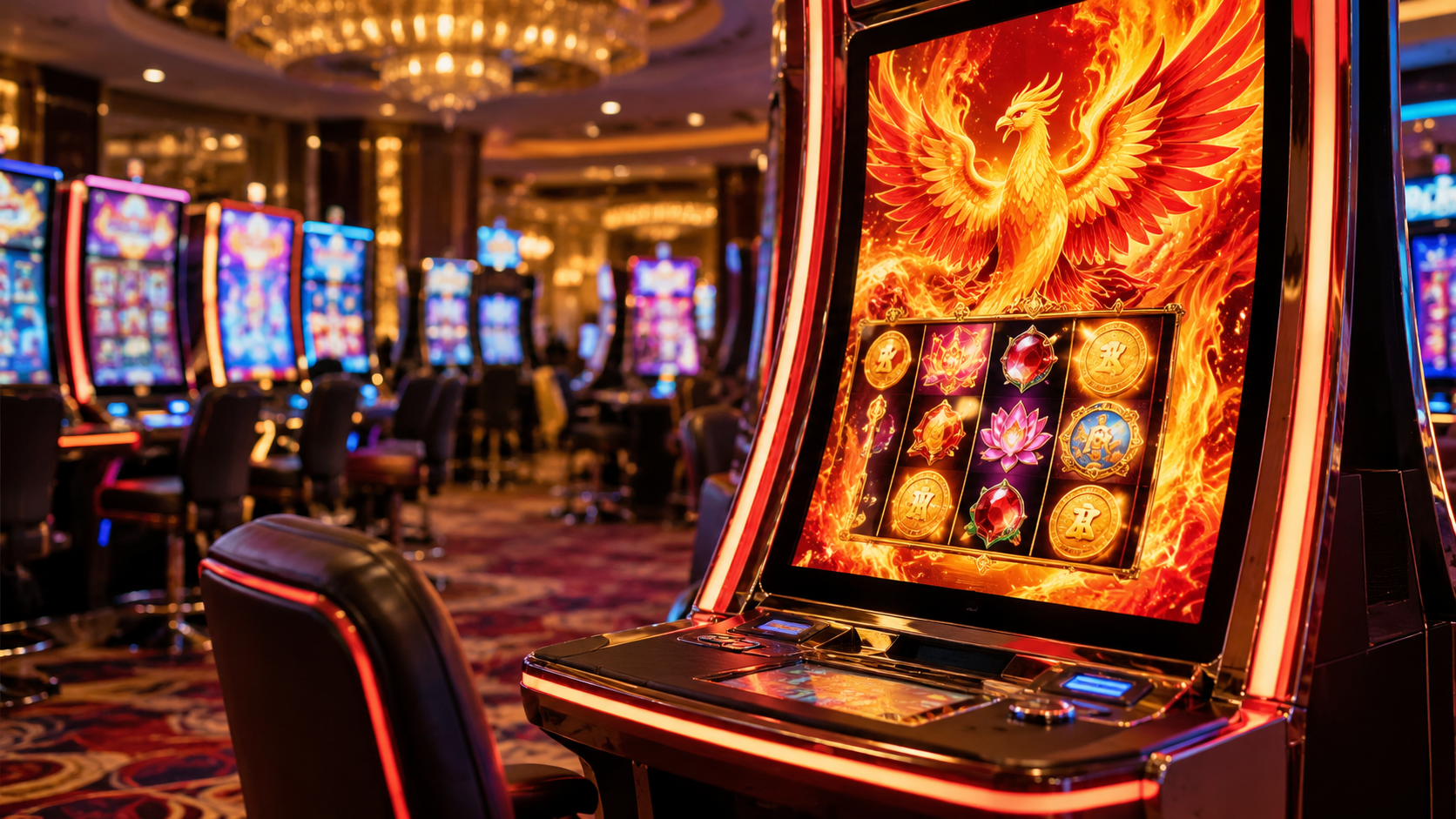 Editorial illustration for AGS Rakin Bacon Slot: New Glō Upright 43 Games Highlight Cabinet Refresh