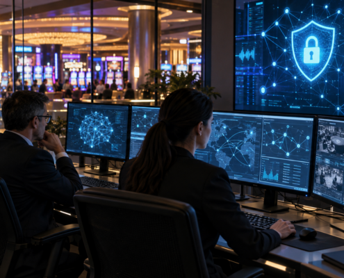 Editorial illustration for AI in Gaming Cybersecurity: G2E Panel Maps the New Risk Questions