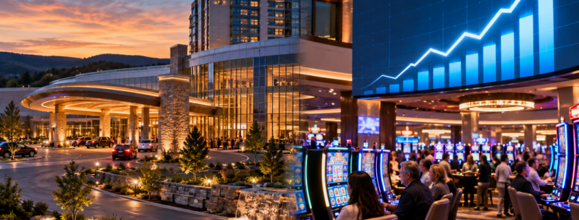 Editorial illustration for New York Casino Revenue Surges After Resorts World Expansion