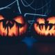 glowing Halloween pumpkin heads