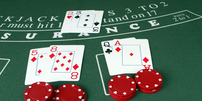 blackjack cards on a european blackjack table
