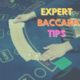 expert baccarat tips text with casino dealer background